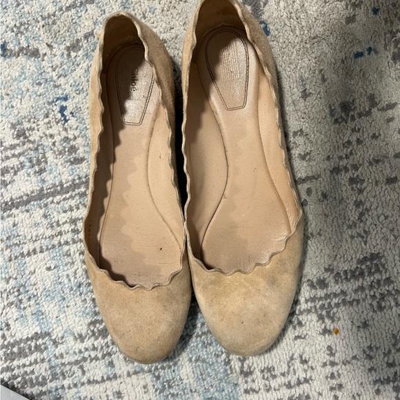 CHLOE scalloped beige ballet flats - Picture 3 of 3